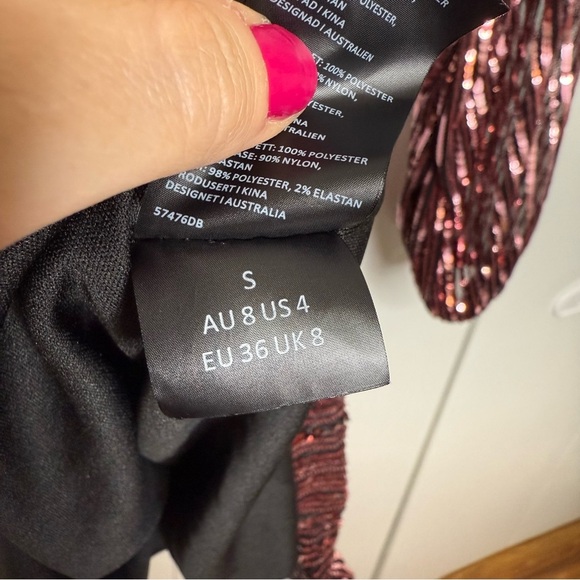 Bardot Stripe Sequin Bellissa Long Sleeve Dress - Small - Picture 11 of 14